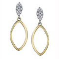 Diamond Drop Earrings in 10K Two-Tone Gold (0.06 CT. T.W.)